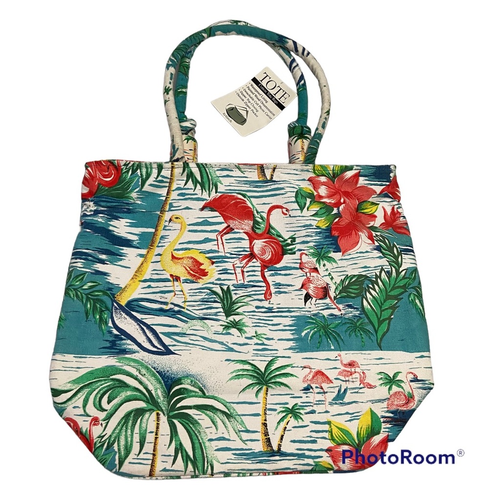 Tropical Beach, Travel,Shopping Tote-zip top closure-zippered pockets- New!